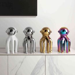 Decorative Objects Figurines Nordic Abstract Spaceman Octopus Ceramic Crafts Figurines Home Living Room Decoration Accessories TV Cabinet Ornament Gift T220902