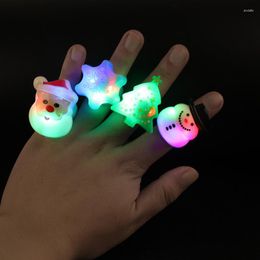 Cluster Rings Christmas Gift Merry Christms Party Finger Lights Santa Claus Snowflake Xmas Tree Snowman Ring Children Toys Unique