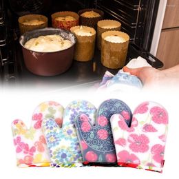 Oven Mitts Silicone Useful Water Proof Kitchen Microwave Gloves Durable Baking Cotton Lining For