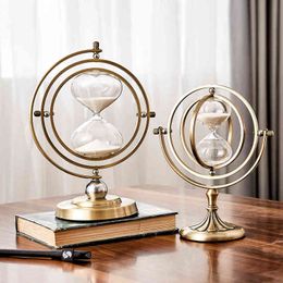 Decorative Figurines European Style Luxury White Sand Hourglass Decoration Living Room Home Decoration Accessories Ornaments Modern Home Docer Gift