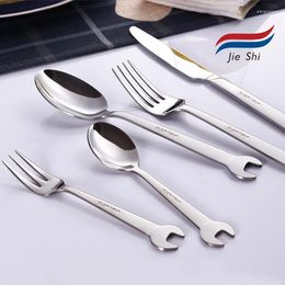 disposable china Australia - Dinnerware Sets Jishi 304 Stainless Steel Tableware Set 5 Creative Wrench Knife Fork And Spoon Steak Suitab