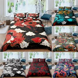 Duvet cover sets Bedding Dragon Printing Bedclothes Duvets Covers Set Pillowcases Comforter Bed Sets King Queen Twin Single Home Textiles 20220903 E3