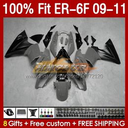 OEM Fairings For KAWASAKI NINJA 650R ER 6 F 650 R 2009-2011 Bodywork 149No.53 650-R ER-6 F ER 6F ER-6F 2009 2010 2011 ER6 F ER6F 09 10 11 Injection Mold Fairing Kit grey glossy