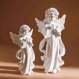 Decorative Figurines JIEME Nordic Lovely Angel In White Resin Sculpture Ornaments Living Room Bedroom Porch TV Cabinet Decorative Crafts Ornaments