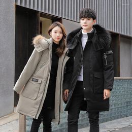 Men's Jackets Korean Fashion Parka Jacket Men Fur Collar Autumn Overcoat Long Fall Coat Warm Mens Clothing