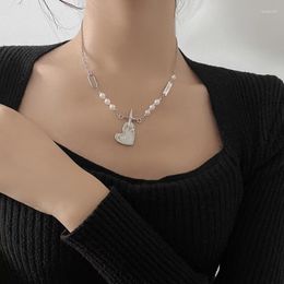 Pendant Necklaces Fashion Shell Irregular Heart Necklace For Women Delicate Pearl Clavicle Chunky Link Chains Colliers Charm Jewelry Gift
