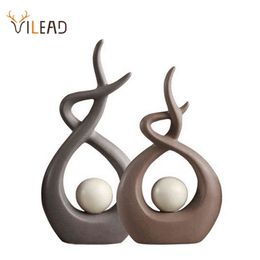 Decorative Figurines VILEAD Ceramic Abstract Figurines Miniature Statues Nordic Creative Table Desktop Home Living Room Decoration Accessories Gifts