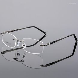 Sunglasses Frames Rimless Alloy Optical Men Ultralight Square Myopia Eyeglasses Screw Eyewear Can Custom Prescription Recipe Lenses