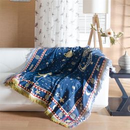 Blankets Pure Cotton Retro Nostalgia Carpet Thin Blanket Starry Sky Bed Cover Living Room Bedroom Tablecloth Felts Tapestry