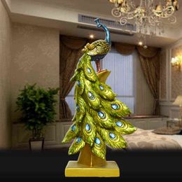 Decorative Figurines Creative Decoration Resin Crafts Modern Living Room Decoration Peacock Open Screen Home Feng Shui Decoration New Wedding Gift