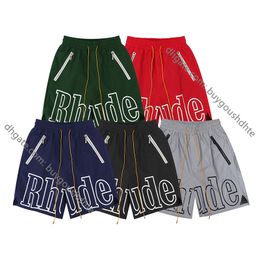 Five Colors Available Rhude Shorts for Men Women Oversize Rhude Shorts Best Quality Yellow Drawstring Breathable Beach Shorts RD22