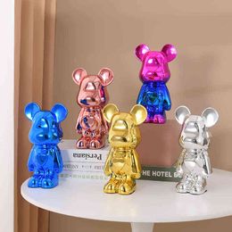 Decorative Figurines Nordic Bearbricks 400% Crafts Violent Bear Electroplating Sculpture Ornament Home Porch Floor Doll Decoration Living Room Gift