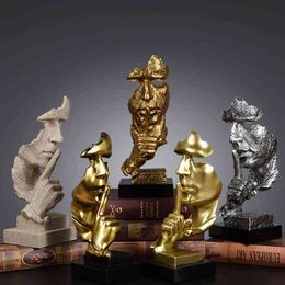 Decorative Objects Figurines JIEME Silence Is Gold Living Room Wine Cabinet Decoration Creative Home Office Decoration American Crafts Small Furnishings T220902