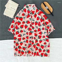 Women's Blouses Fruits Strawberry Blouse Women Femme 2022 Casual Hawaiian Chemises Teenage Young Boho Girls Shirt Summer Harajuku Tops