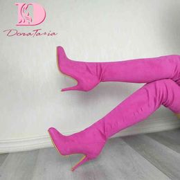 Boots DoraTasia Plus Size 32-48 New Ladies Sexy Thin High Heels Thigh High Boots Solid Over The Knee Boots Women Party Ol Shoes Woman 220903