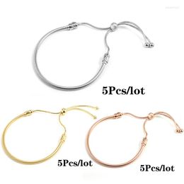 Charm Bracelets 5Pcs/lot Silver Plated Adjustable Chain Fit DIY Round Water Drop Beads For Women Wife Jewelry Gift