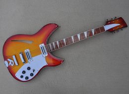 Cherry Sunburst 6 Strings Electric Guitar with Flame Maple Veneer Rosewood Fretboard