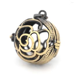 Pendant Necklaces Vintage Round Ball Filigree Locket Cage Essential Oil Diffuser DIY Findings Antique Bronze Tone Brushed 24x20mm