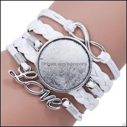 Party Favor Blank Chain Bracelet Leather Wrap Bracelets Woven Sublimation Blanks Lovers Special Letter Gift Color Mix 4 4Syah1 Drop D Dhawe