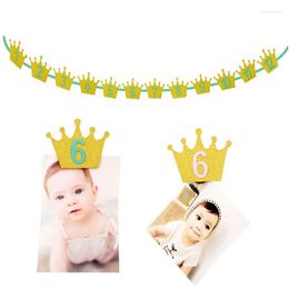 Party Decoration Paper 1St Birthday Holiday Pull Flag Creativity Wedding Decor Po Clips Golden Crown Ribbon
