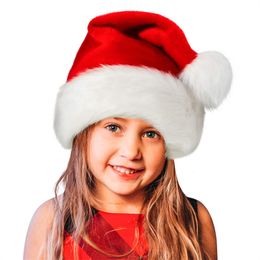Cappello da Babbo Natale Cappello da Babbo Natale Rosso Festa di Capodanno Cappello da Babbo Natale Classico in Velluto Unisex per Bambini Adulti