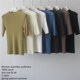 Women's Sweaters Women's Naizaiga One-piece Seamless Mock Neck Short Sleeve Solid Spring Autumn Women Slim Pullovers Female Sweater