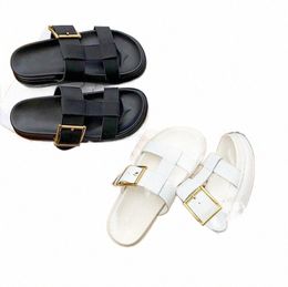 Slippers Designer Womens Sandals Rubber Slippers Ladies Trend Summer Thick-soled Leather Metal Buckle Fashion Beach Luxury Shoes