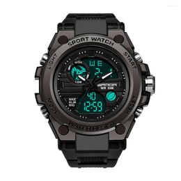 Wristwatches Luxury Sanda Men Sport Watch Dual Display Analogue Digital LED Electronic Wrist Watches Fashion