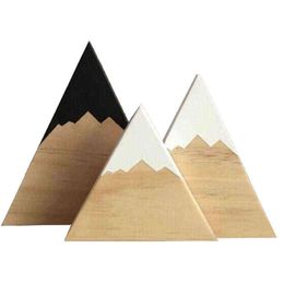 Decorative Objects Figurines 3Pcs Nordic Wooden Snow Mountain Ornaments Kids Bedroom Home Living Room Desktop Decorations Photo Props Nursery Dcor Toys T220902