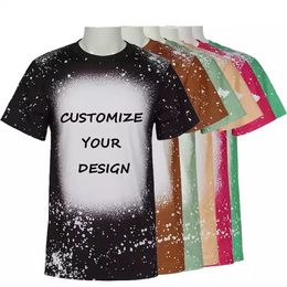 polyester shirts for sublimation UK - Wedding Party Gifts Custom Design Printing Unisex Round Neck Sublimation Bleached T-shirt Polyester Faux Bleached Shirts 903