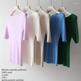 Women's Sweaters Women's Naizaiga One-piece Seamless Slash Neck Solid Slim White Beige Blue Purple Green Short Sleeve Women Pullovers