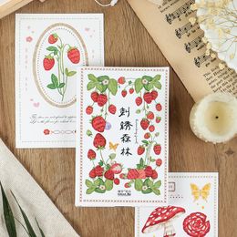 Gift Wrap 30 Sheets /Box Seet Embroidery Strawberry Garden Greeting Wishing Gifts Cards Envelopes Card Set