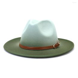 Berets Fashion High Quality Imitation Woollen Women Men Ladies Fedoras Top Hat Jazz Caps European American Round Bowler Hats