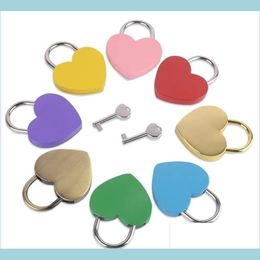 Door Locks Valentines Day 7 Colors Heart Shaped Concentric Lock Metal Mitcolor Key Padlock Gym Toolkit Package Door Lock Homeindustry Dhymh