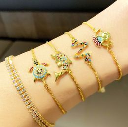 Jewelry Bracelets Strands dolphin octopus Bracelet Zirconia Jewelry Cubic Crystal Cz Fashion Charm f567