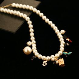 -Luxusschmuck Frauen Designer Halskette Perlenkette mit Taschen mit hohen Schuhen Doppelpullover Ketten elegante lange Halsketten für 260z