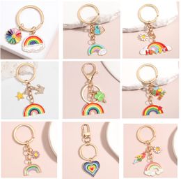Cute Rainbow Cloud Keychain Smile Face Key Ring Enamel Key Chains For Women Girls Handbag