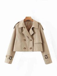 Women's Down Parkas Women Khaki Short Trench Coat 2022 Automn Fashion Ladies Vintage Overcoats Windbreaker Female Loose Casual Outwear T220902