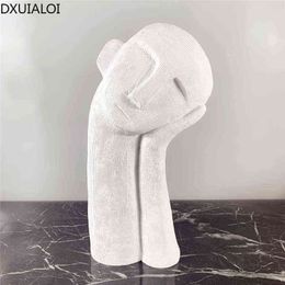 Decorative Objects Figurines DXUIALOI modern minimalist abstract white figure statue decoration resin crafts office living room desktop home decoration T220902