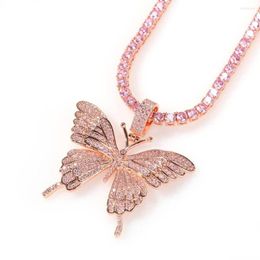Pendant Necklaces Iconic Butterfly Necklace Charm Rose Gold Hip Hop Rock Ornament Iced Out Chain Animal 4mm