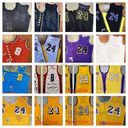 College Basketball Wears Authentic Stitched Retro Mitchell and Ness Basketball Jerseys #24 #8 Jersey Yellow White Black Man Size S-XXL