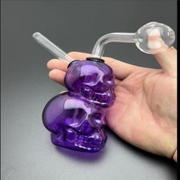 Pipes Smoking Manufacture Hand-blown hookah Purple skeleton Mini glass hookah
