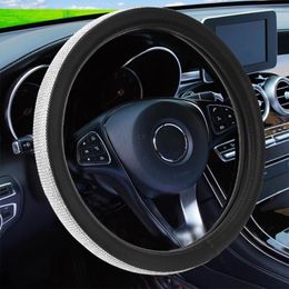 Steering Wheel Covers Car Cover Crystal Shiny Rhinestone Decor Fashion PU Leather Universal Automobile Accessories Interior Decoration