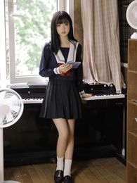 Clothing Sets Autumn Jk Cute Student Uniform Skirt Navy Style Sexy Sailor Suit Length Sweet Pure Campus Soft Girl Bow Casual Daily Street