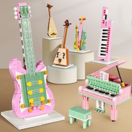 Blocks Musical Instrument Building Mini Piano Guitar Violin Music Model Assembly Decoration DIY Children s Educational Toy Gift 220902