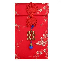 Confezione regalo 2022 Buste rosse Anno cinese Fortunato addensato Hong Bao Tasca per soldi Matrimonio Compleanno Festival di primavera Borsa in broccato