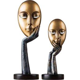 Decorative Figurines European Resin Mask Human Face Crafts Ornaments Living Room Decorations Pop Figure Gold Decor Home Decoration Accessories Modern