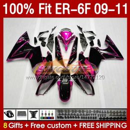 OEM Fairings Kit For KAWASAKI NINJA 650R ER 6 F 650 R ER6F 09 10 11 Body 149No.40 ER-6 F ER 6F ER-6F Bodywork ER6 F 2009 2010 2011 650-R 09-11 Injection Mould Fairing pink glossy blk