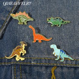 Dinosaur Enamel Pin Brooch Animal Tyrannosaurus Rex Badge Cartoon Lapel Pin Backpack Jewelry Metal Accessories Friends Gift