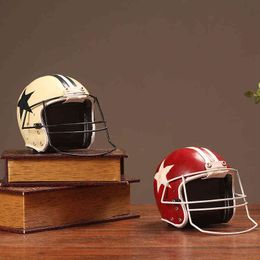 Decorative Figurines Vintage Retro American Football Baseball Helmet Cap Hat Resin Craft Gift Living Room Ornaments Model Home Decoration Sports Red